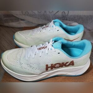 NEW Hoka Women's Rincon 4 Running Shoes White Blue Copper Detail SIZE 10B
